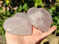 Polished Rose Girasol Quartz Gemstone Hearts x 3 Ambatondrazaka, Madagascar - Toprock Gemstones and Minerals