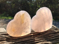 Polished Rose Girasol Quartz Gemstone Hearts x 3 Ambatondrazaka, Madagascar - Toprock Gemstones and Minerals