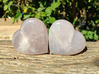 Polished Rose Girasol Quartz Gemstone Hearts x 3 Ambatondrazaka, Madagascar - Toprock Gemstones and Minerals
