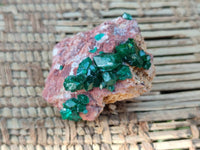 Natural Small Dioptase Crystals  with Malachite on Dolomite Matrix Specimens x 12 From Likasi, Congo - Toprock Gemstones and Minerals