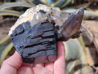Natural Schorl Black Tourmaline, Smokey Quartz and Feldspar Specimens x 2 From Erongo, Namibia - Toprock Gemstones and Minerals