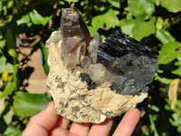 Natural Schorl Black Tourmaline, Smokey Quartz and Feldspar Specimens x 2 From Erongo, Namibia - Toprock Gemstones and Minerals