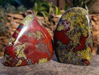 Polished Bastite Dragon Bloodstone Standing Free Forms x 2 From South Africa - Toprock Gemstones and Minerals