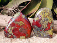 Polished Bastite Dragon Bloodstone Standing Free Forms x 2 From South Africa - Toprock Gemstones and Minerals