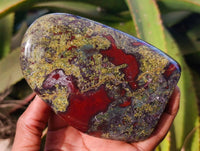 Polished Bastite Dragon Bloodstone Standing Free Forms x 2 From South Africa - Toprock Gemstones and Minerals