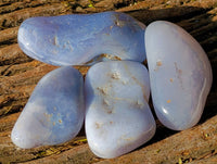 Polished Blue Lace Agate Tumbled Stones x 24 From Malawi - Toprock Gemstones and Minerals