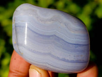 Polished Blue Lace Agate Tumbled Stones x 24 From Malawi - Toprock Gemstones and Minerals