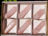 Polished Double Terminated Rose Quartz Points x 6 Madagascar - Toprock Gemstones and Minerals