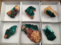 Natural Dioptase on Dolomite Matrix Specimens x 6 From Likasi, Congo - Toprock Gemstones and Minerals