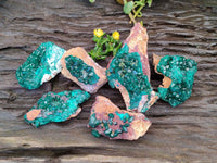 Natural Dioptase on Dolomite Matrix Specimens x 6 From Likasi, Congo - Toprock Gemstones and Minerals