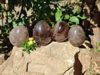 Polished Smokey Quartz Gemstone Eggs x 4 From Madagascar - Toprock Gemstones and Minerals