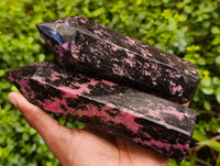 Polished Pink Rhodonite Points x 2 From Ambindavato, Madagascar - Toprock Gemstones and Minerals