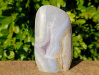 Polished Blue Lace Agate Standing Free Forms x 2 From Malawi - Toprock Gemstones and Minerals