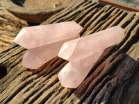 Polished Double Terminated Rose Quartz Points x 6 Madagascar - Toprock Gemstones and Minerals