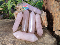 Polished Double Terminated Rose Quartz Points x 6 Madagascar - Toprock Gemstones and Minerals