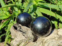 Polished Black Tourmaline Spheres x 2 From Madagascar - Toprock Gemstones and Minerals