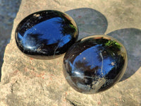 Polished Black Tourmaline Palm Stones x 6 From Madagascar - Toprock Gemstones and Minerals