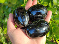 Polished Black Tourmaline Palm Stones x 6 From Madagascar - Toprock Gemstones and Minerals