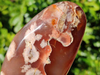 Polished Mixed Carnelian, Ring and Banded and Coral Flower Agate Standing Free Forms x 3 From Madagascar - Toprock Gemstones and Minerals