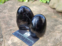 Polished Black Tourmaline Standing Free Form x 3 From Madagascar - Toprock Gemstones and Minerals