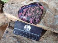 Polished Rhodonite Gemstone Hearts x 3 From Ambindavato, Madagascar - Toprock Gemstones and Minerals
