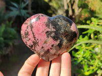 Polished Rhodonite Gemstone Hearts x 3 From Ambindavato, Madagascar - Toprock Gemstones and Minerals