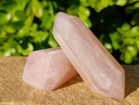 Polished Double Terminated Rose Quartz Points x 12 From Madagascar - Toprock Gemstones and Minerals