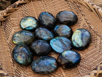 Polished Labradorite Palm Stones x 12 From Tulear, Madagascar - Toprock Gemstones and Minerals