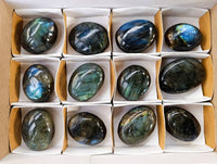 Polished Labradorite Palm Stones x 12 From Tulear, Madagascar - Toprock Gemstones and Minerals