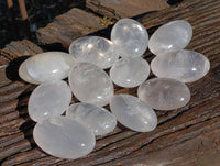 Polished Large Pearl Girasol Quartz Palm Stones x 12 From Ambatondrazaka, Madagascar - Toprock Gemstones and Minerals