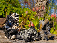 Natural Schorl Black Tourmaline, Smokey Quartz and Hyalite Opal Specimens x 3 From Erongo, Namibia - Toprock Gemstones and Minerals