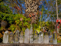 Polished Clear and Smokey Quartz Crystals with Rainbow Veils and Phantoms x 12 From Madagascar - Toprock Gemstones and Minerals