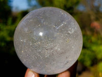 Polished Clear Quartz Crystal Balls with Rainbow Veils x 3 From Madagascar - Toprock Gemstones and Minerals