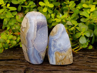 Polished Blue Lace Agate Standing Free Forms x 2 From Malawi - Toprock Gemstones and Minerals