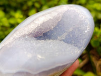 Polished Blue Lace Agate Standing Free Forms x 2 From Malawi - Toprock Gemstones and Minerals
