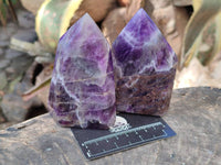 Polished Chevron Amethyst Points x 4 From Zambia - Toprock Gemstones and Minerals