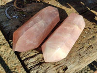 Polished Double Terminated Rose Quartz Points x 2 Ambatondrazaka, Madagascar - Toprock Gemstones and Minerals