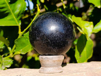 Polished Black Tourmaline Spheres x 2 From Madagascar - Toprock Gemstones and Minerals