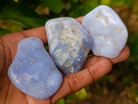 Polished Blue Lace Agate Tumbled Stones x 20 From Malawi - Toprock Gemstones and Minerals