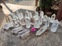 Polished Clear and Smokey Phantom Quartz Crystals with Rainbow Veils x 24 From Madagascar - Toprock Gemstones and Minerals