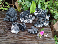 Natural Foitite Fibrous Black Tourmaline Specimens x 6 From Erongo, Namibia - Toprock Gemstones and Minerals