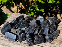Natural Triangular Flat Topped Terminated Schorl Black Tourmaline Specimens x 24 From Khorigas, Namibia - Toprock Gemstones and Minerals