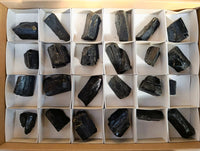 Natural Triangular Flat Topped Terminated Schorl Black Tourmaline Specimens x 24 From Khorigas, Namibia - Toprock Gemstones and Minerals