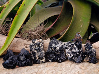 Natural Schorl Black Tourmaline Specimens x 6 From Erongo, Namibia - Toprock Gemstones and Minerals