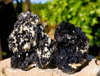 Natural Schorl Black Tourmaline Specimens x 6 From Erongo, Namibia - Toprock Gemstones and Minerals