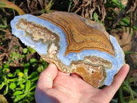 Polished On One Side Blue Lace Agate x 2 From Malawi - Toprock Gemstones and Minerals