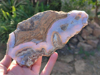 Polished On One Side Blue Lace Agate x 2 From Malawi - Toprock Gemstones and Minerals