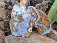 Polished On One Side Blue Lace Agate x 2 From Malawi - Toprock Gemstones and Minerals