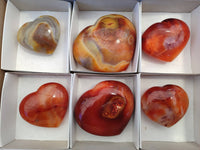 Polished Carnelian Agate Hearts x 6 From Madagascar - Toprock Gemstones and Minerals