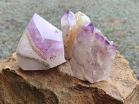 Polished Window Amethyst Quartz Crystals x 3 From Akansobe, Madagascar - Toprock Gemstones and Minerals